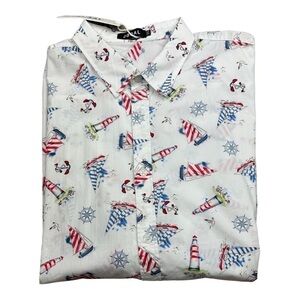 Jogal Nautical Short Sleeve Button Down Shirt Size XXXL